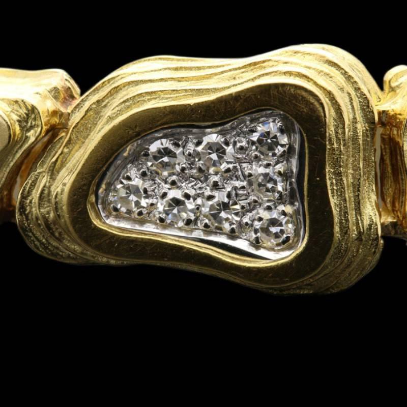 Crinnan Jewelry Pavé Diamond 18 Carat Yellow and White Gold  Link Bracelet 1
