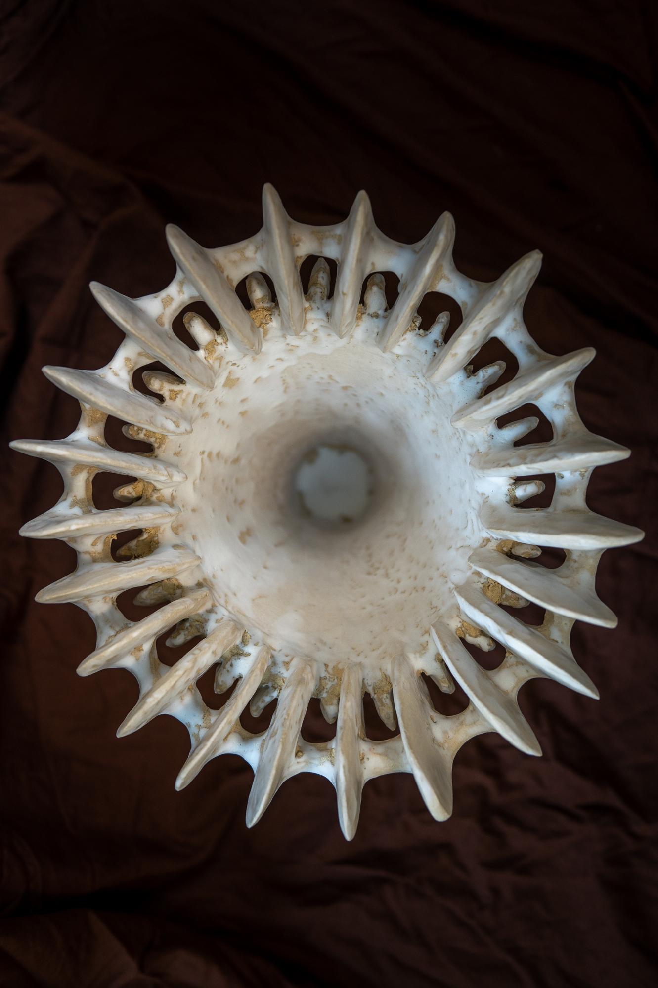 Moderno Vaso Crinoide in gres con smaltatura bianca opaca di Kallia Panopoulou in vendita