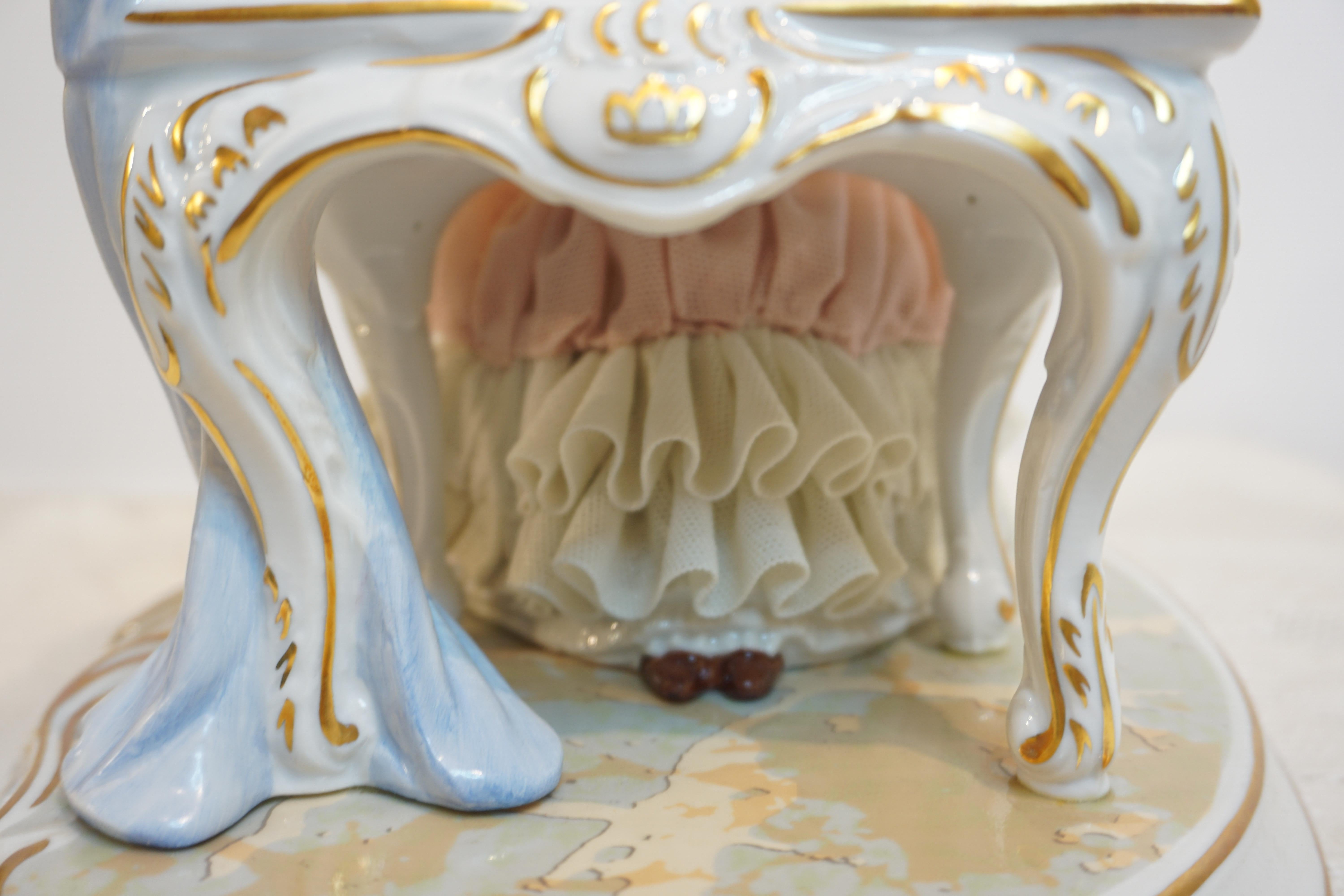 Crinoline Lace Helena Wolfson Dresden Figurine Playing Piano by Candlelight For Sale 11