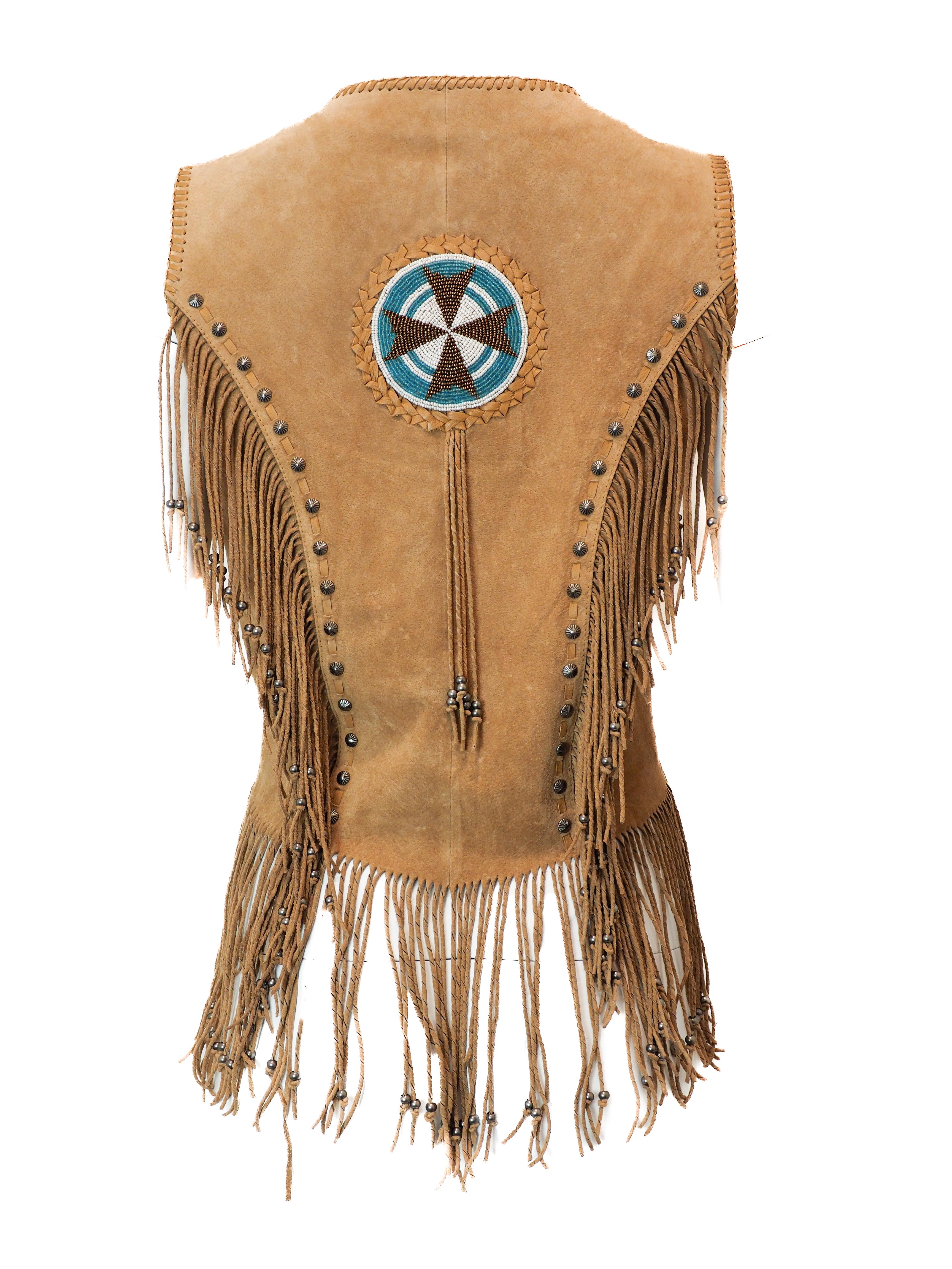 Donna Gilet con frange in pelle di Cripple Creek Tan con hardware d'argento in vendita