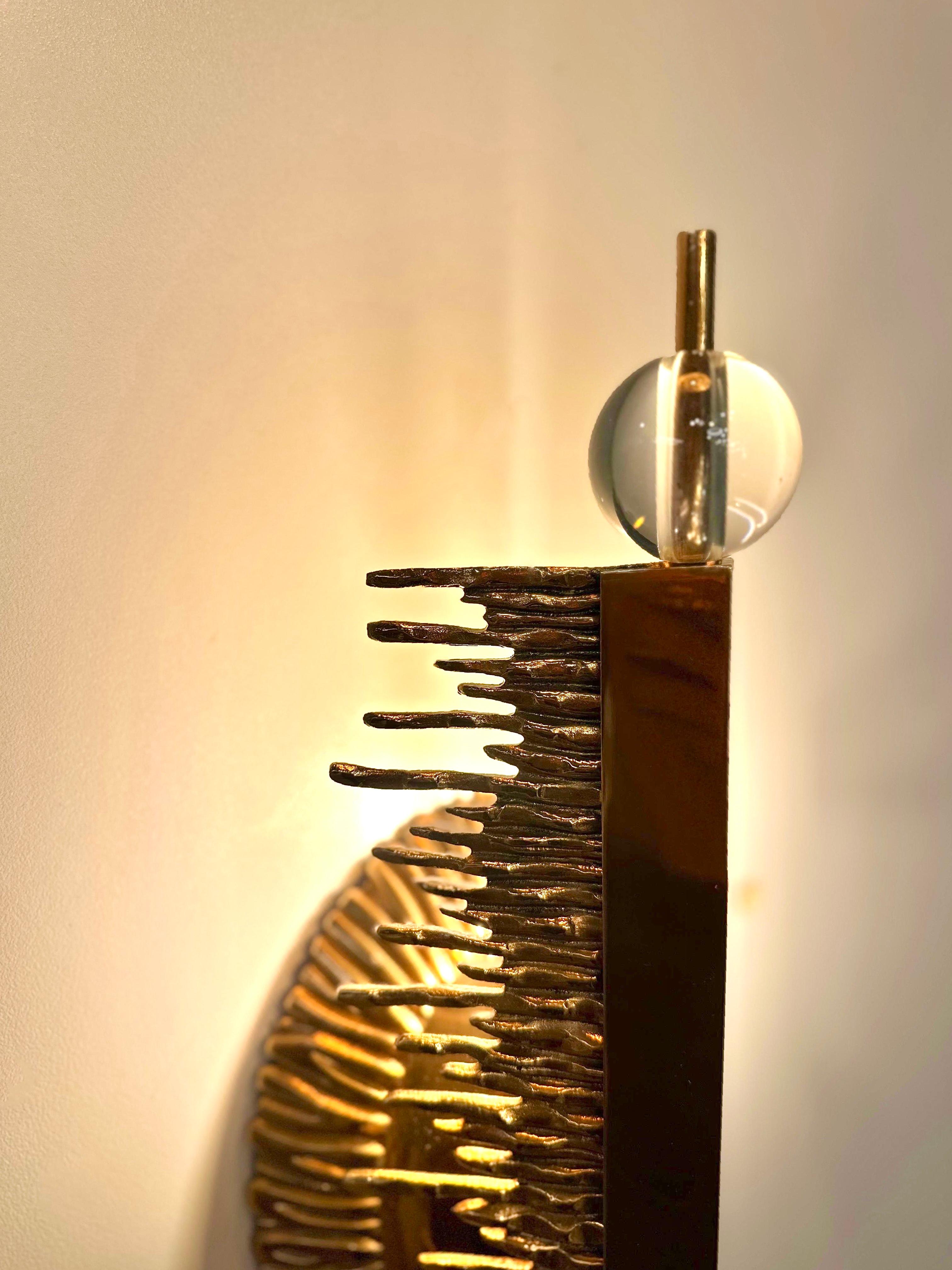 Cripta Brass Casting Wall Sconce, Sculptural Sconce, Art Lighting For Sale 4