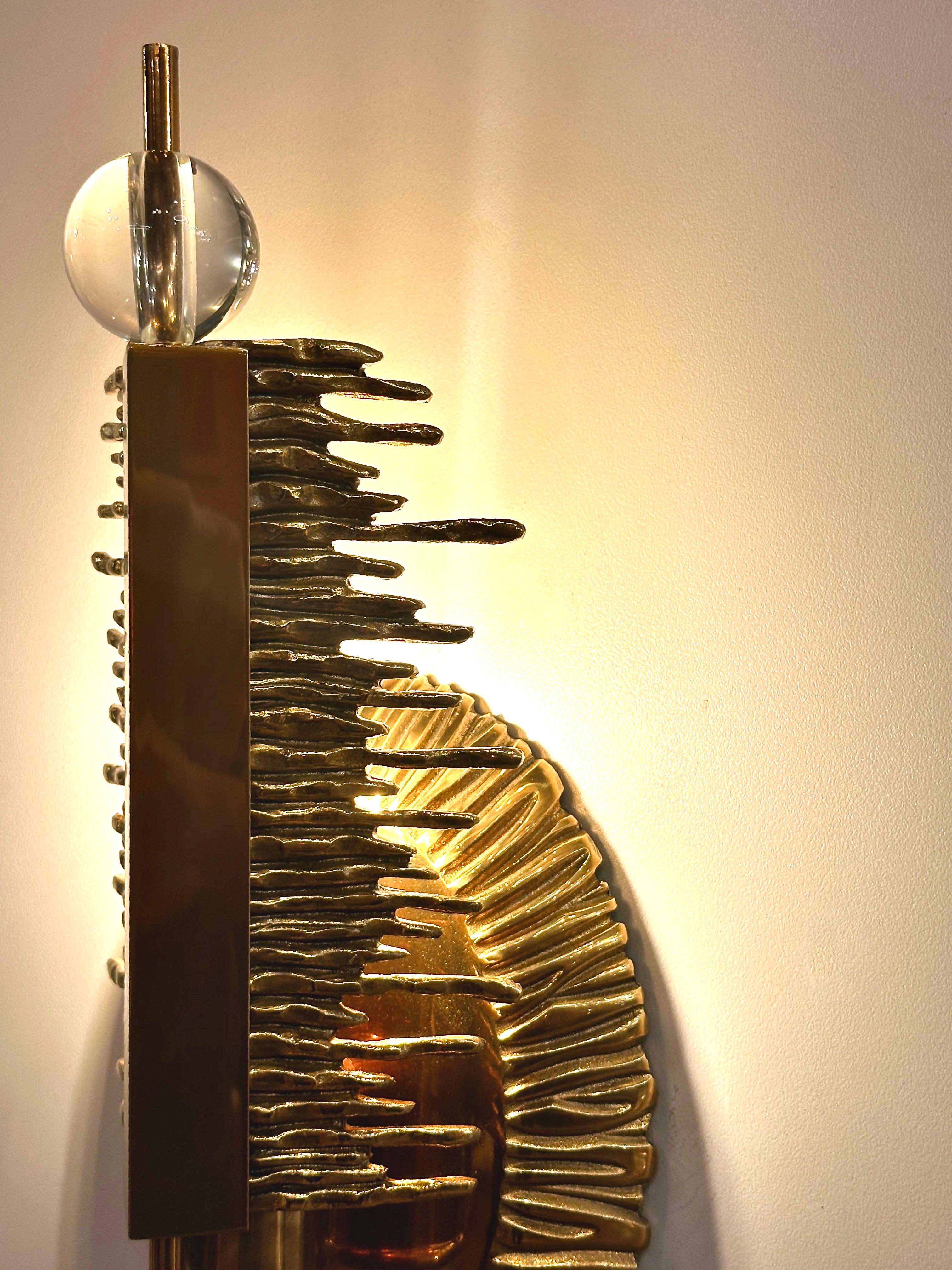 Cripta Brass Casting Wall Sconce, Sculptural Sconce, Art Lighting For Sale 6