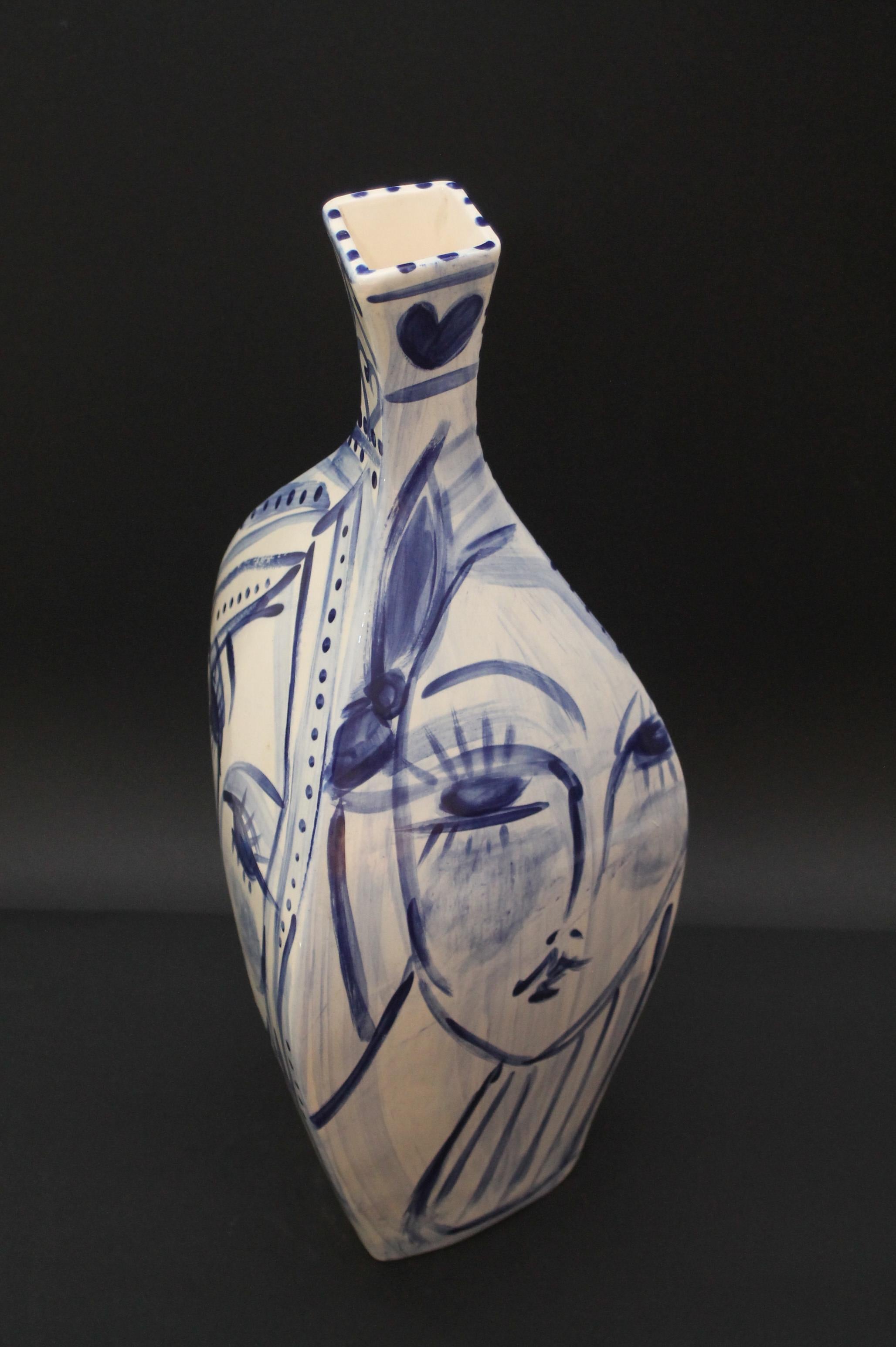 Cris Conde )) Amorphous (hand crafted/painted) signed ceramic vase (55x23x21cm) For Sale 3