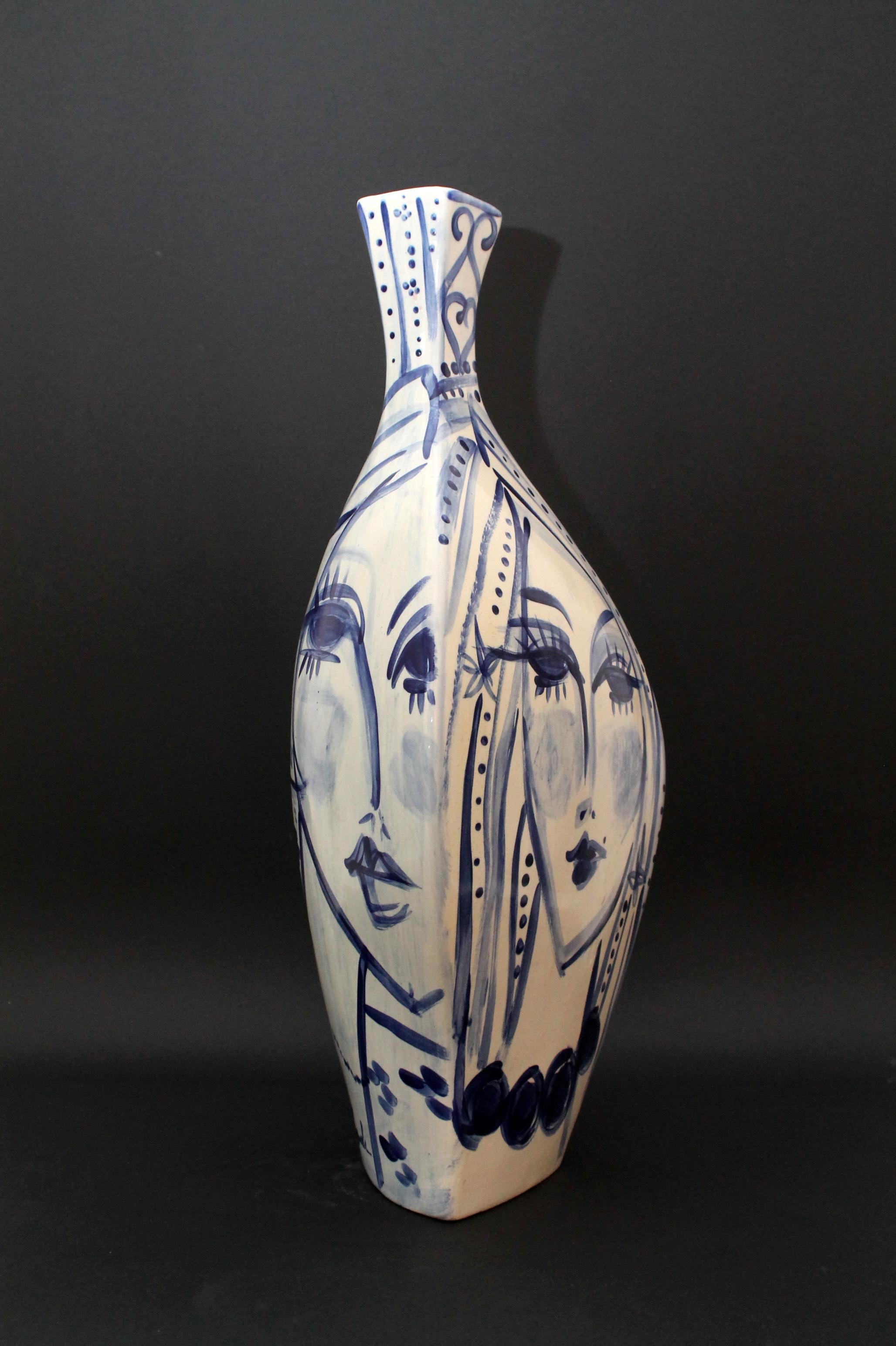 Contemporary Cris Conde )) Amorphous (hand crafted/painted) signed ceramic vase (55x23x21cm) For Sale