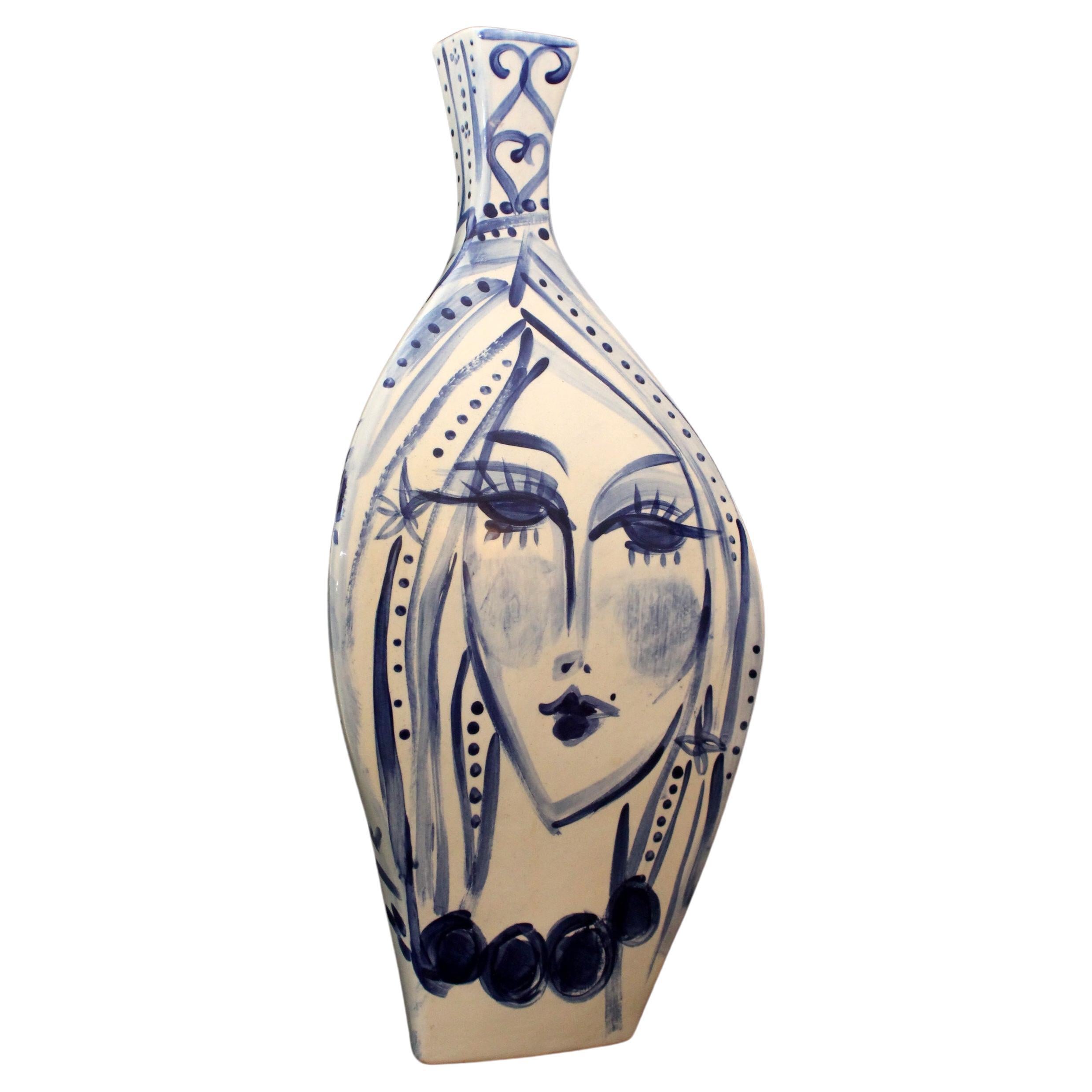 Cris Conde )) Amorphous (hand crafted/painted) signed ceramic vase (55x23x21cm) For Sale