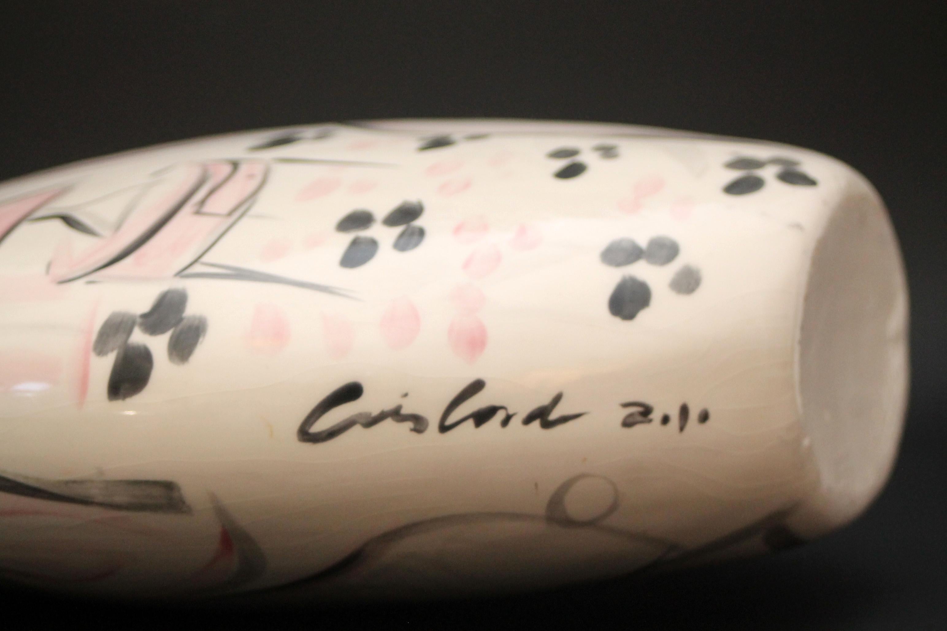 Cris CONDE  Einzigartige Majolika-Keramikvase (45x27x21cm) datiert und signiert im Angebot 2