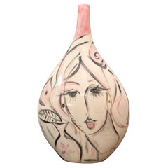 CRIS CONDE )) Handcrafted + hand painted signed/dated ceramic vase (45x27x21cm) 