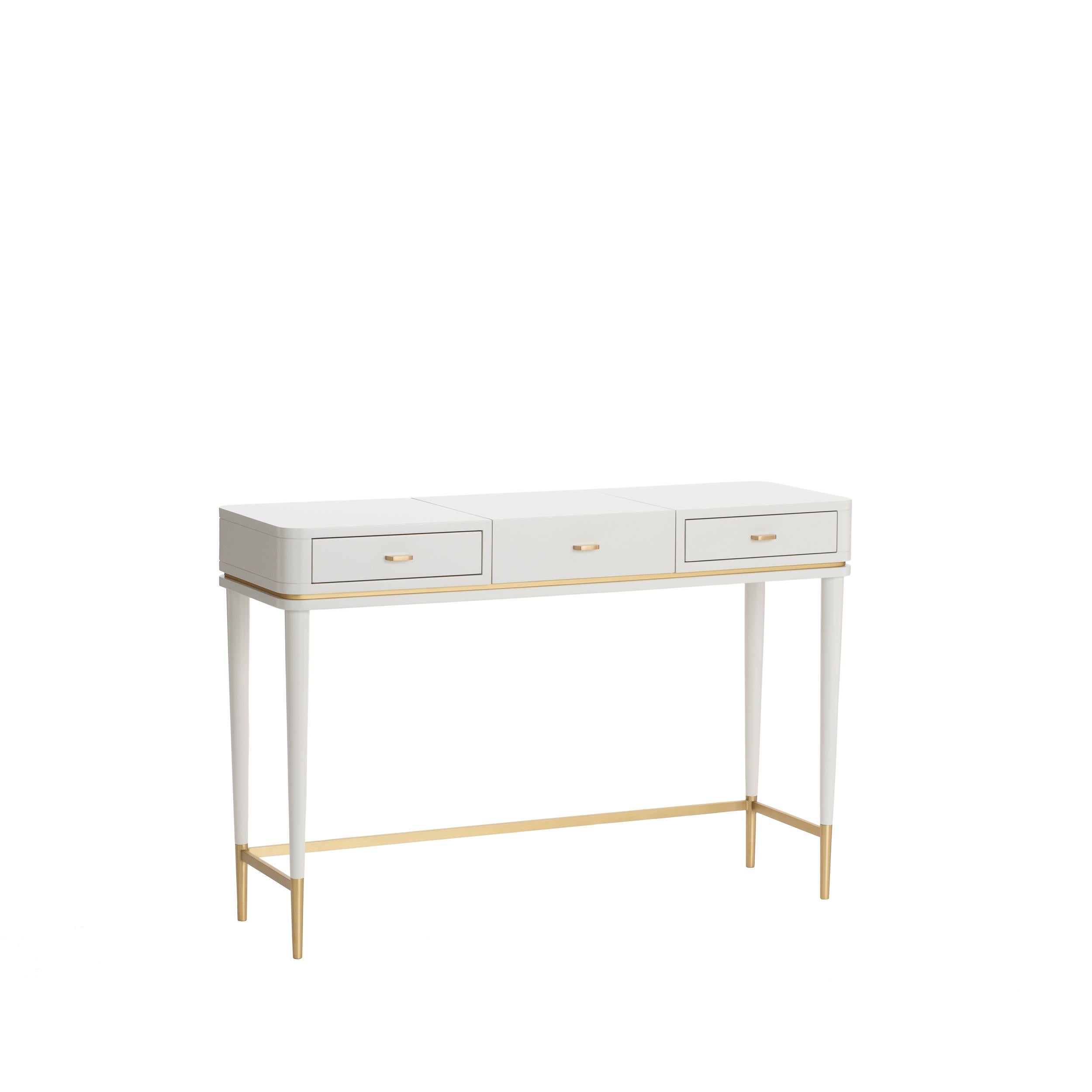 Modern CRIS dressing table with Antique Brass Feet and Handles For Sale