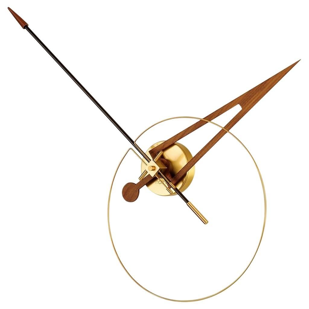 Cris G Brass and Walnut Clock For Sale