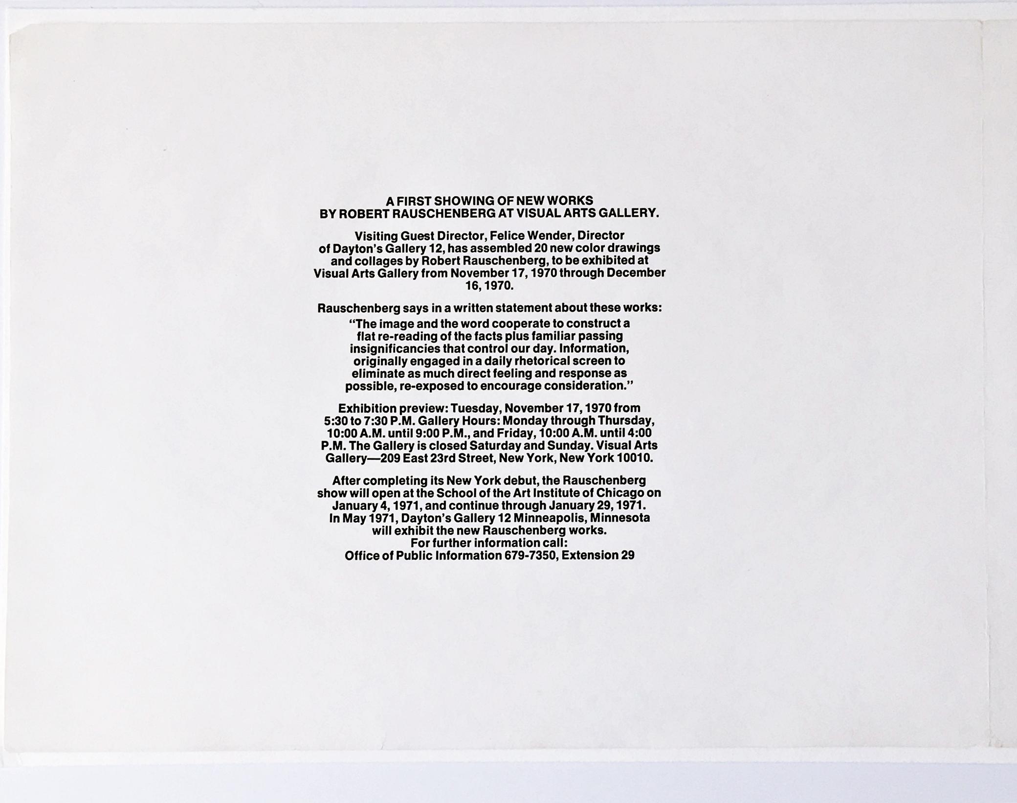 RAUSCHENBERG (Invitation à une exposition précoce et de collection) - Moderne Print par Cris Gianakos