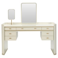 CRIS II dressing table with Brushed Brass handles and trimmings