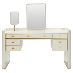 CRIS II dressing table with Brushed Brass handles and trimmings