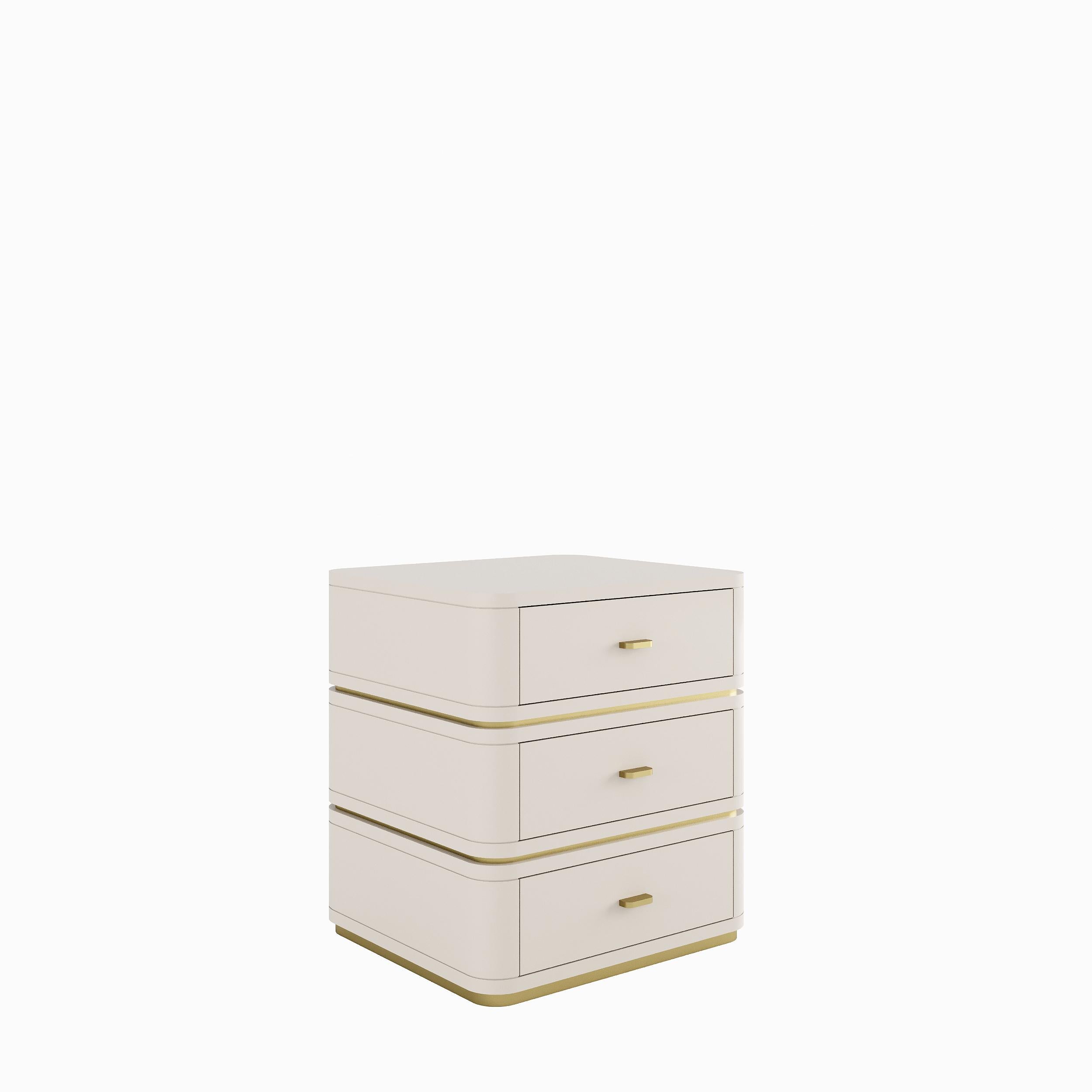 Robust and at the same time very elegant, the Cris bedside table is suitable for bedrooms with classic or contemporary style.‎ Cris, equipped with 3 drawers, finished in matte or glossy lacquer or veneered wood. Optional inlaid detail between