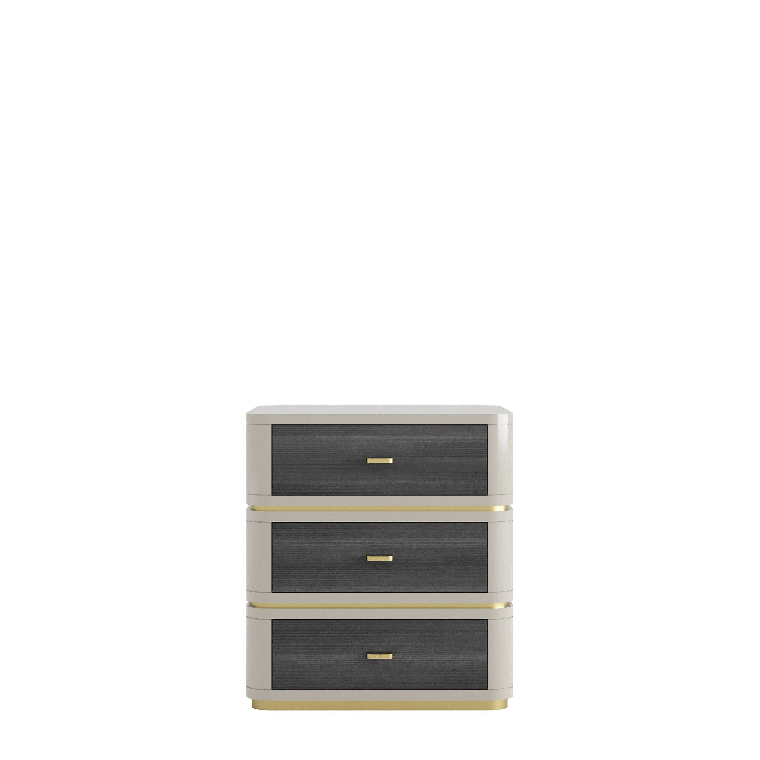 Contemporary CRIS II Nightstand - 3 drawers For Sale