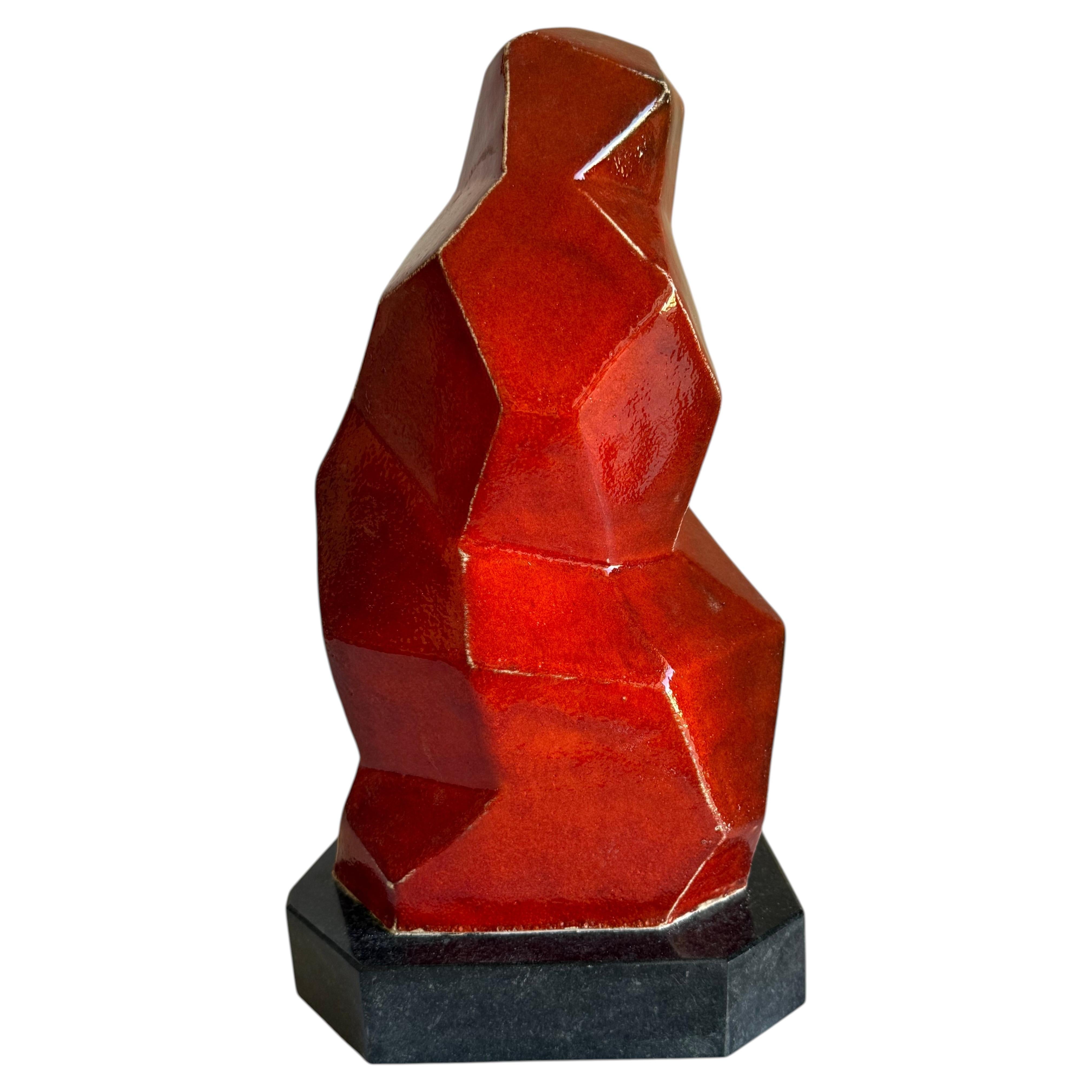 Chrysalis -glazed ceramic sculpture -made in Italy For Sale