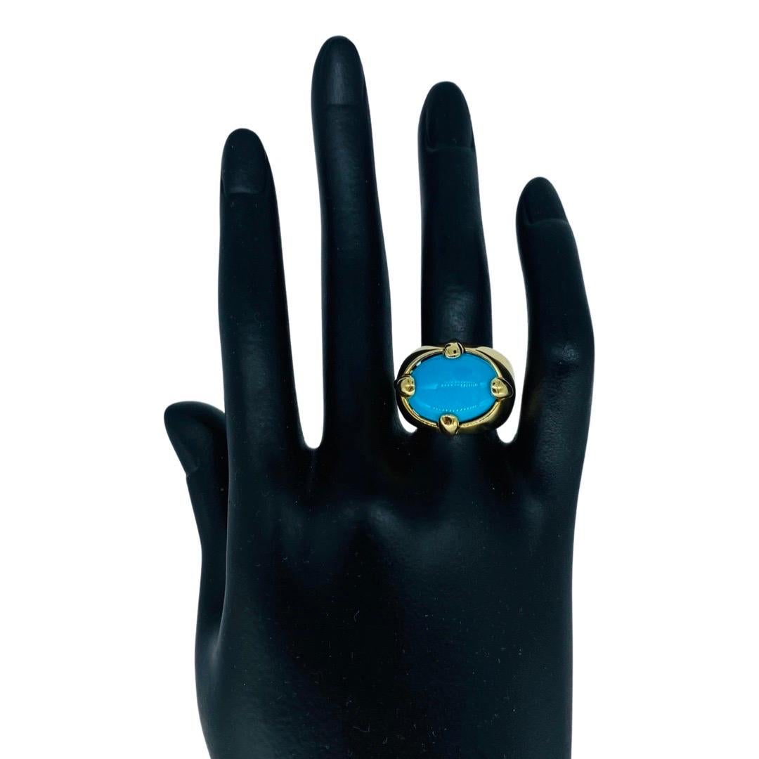 Grande bague à dôme en or 18 carats avec turquoise Criso Pour femmes en vente