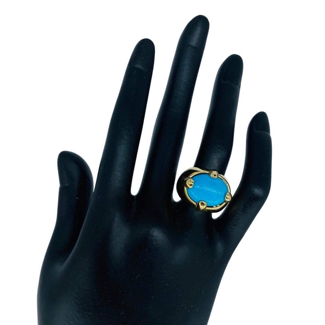 Criso Large Turquoise Dome Ring 18k Gold In Excellent Condition For Sale In Miami, FL