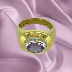 Criso Oval Amethyst Two-Tone Gold Earring, Ring and Pendant Set 18k Gold