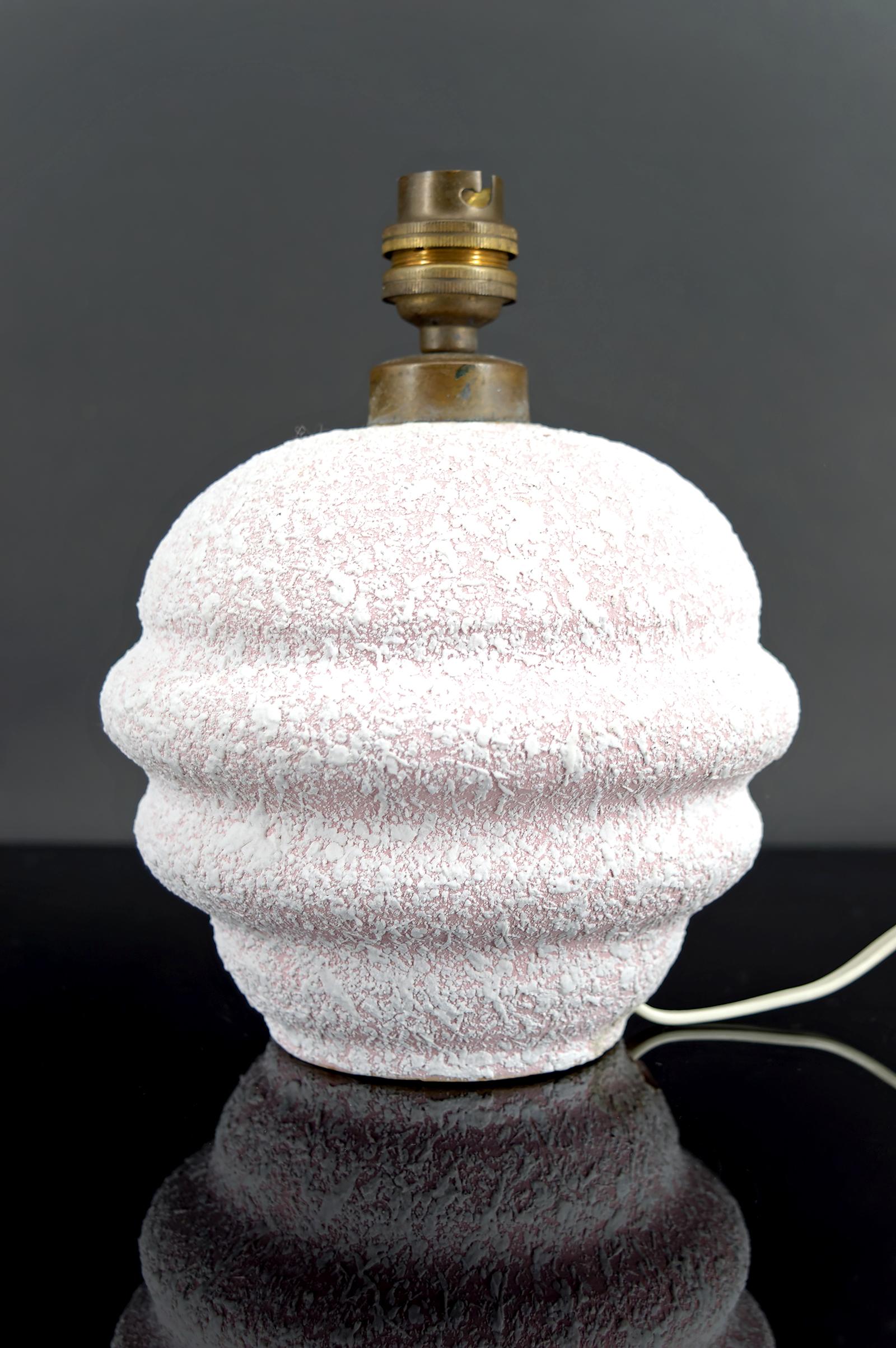 French Crisped Enamel Ceramic Globe Lamp, Art Deco, France, Circa 1930 For Sale