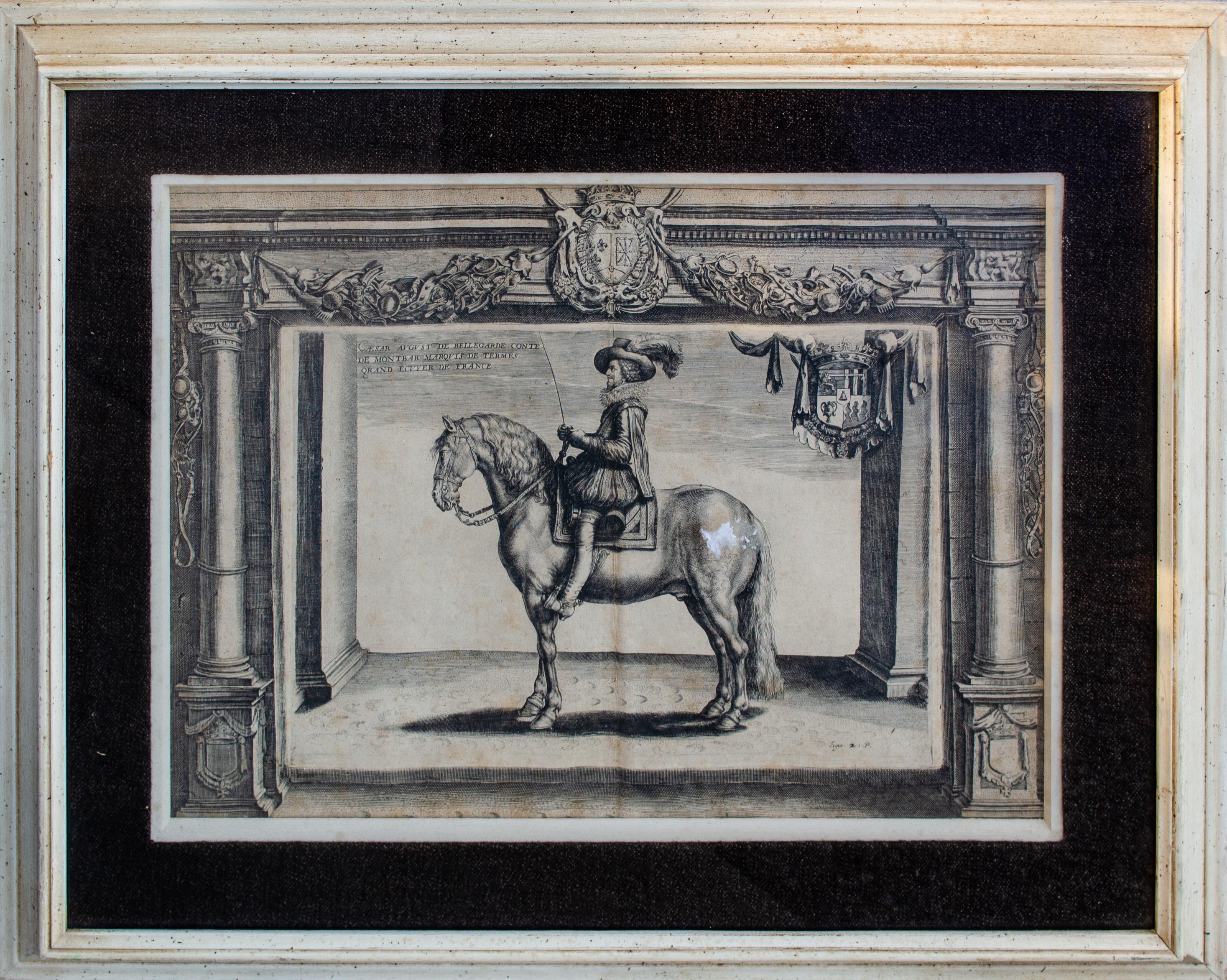 El conde de Montbar, famoso jinete francés, Crispin de Passe Grabado - Print de Crispin de Passe II
