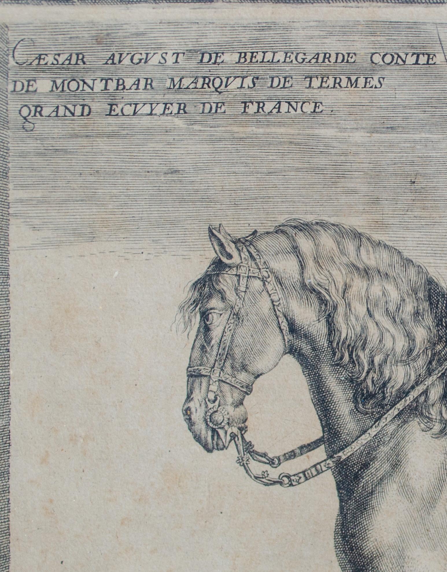 The Earl of Montbar, berühmter französischer Reiter, Crispin de Passe-Stickerei (Alte Meister), Print, von Crispin de Passe II