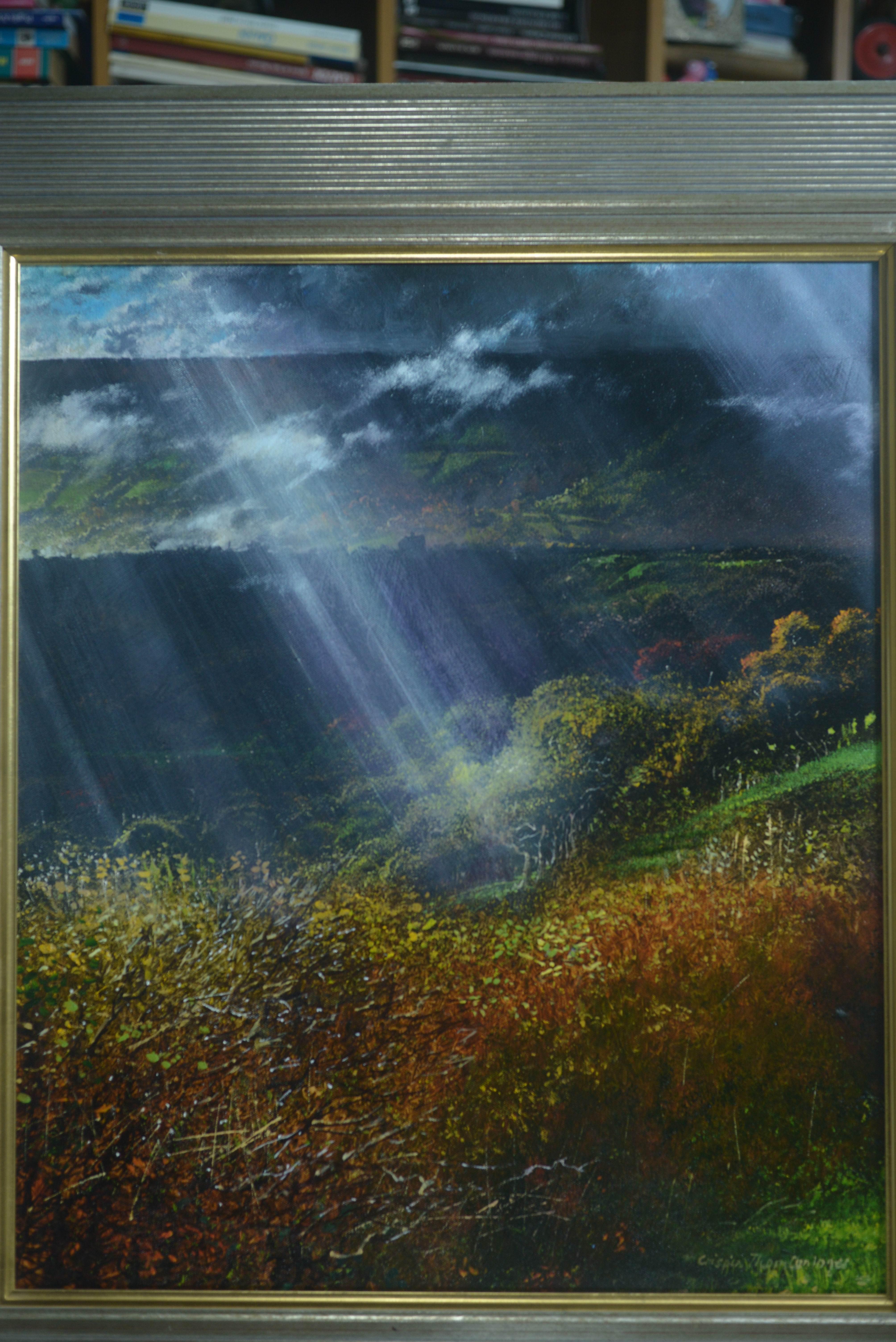 Modern Autumnal Impressionist Landscape Oil Painting of Black Mountains Wales - Brown Landscape Painting by crispin thornton jones