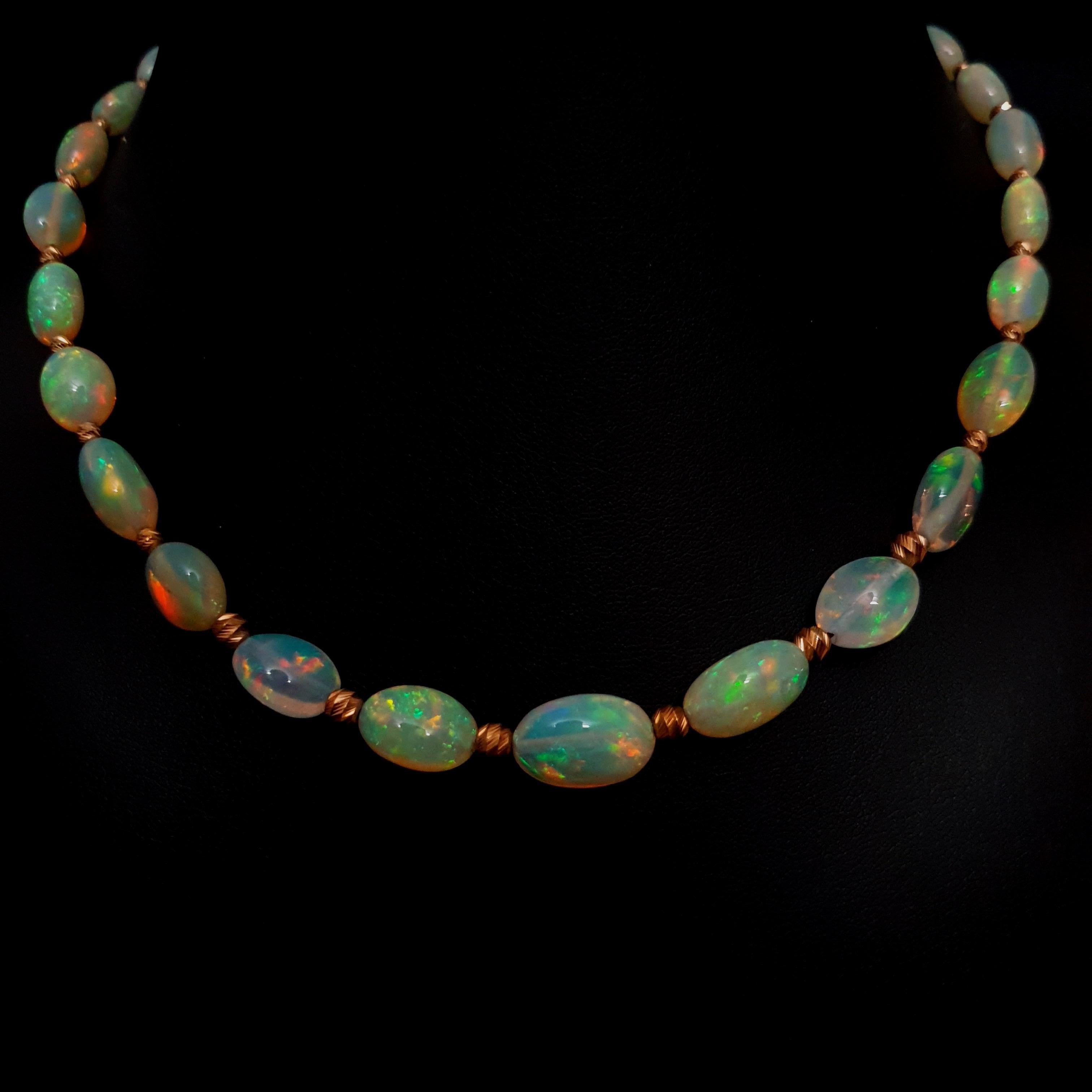 Women's Crispy Sparkling Opal Baroque Necklace with 18 Carat Rose Gold