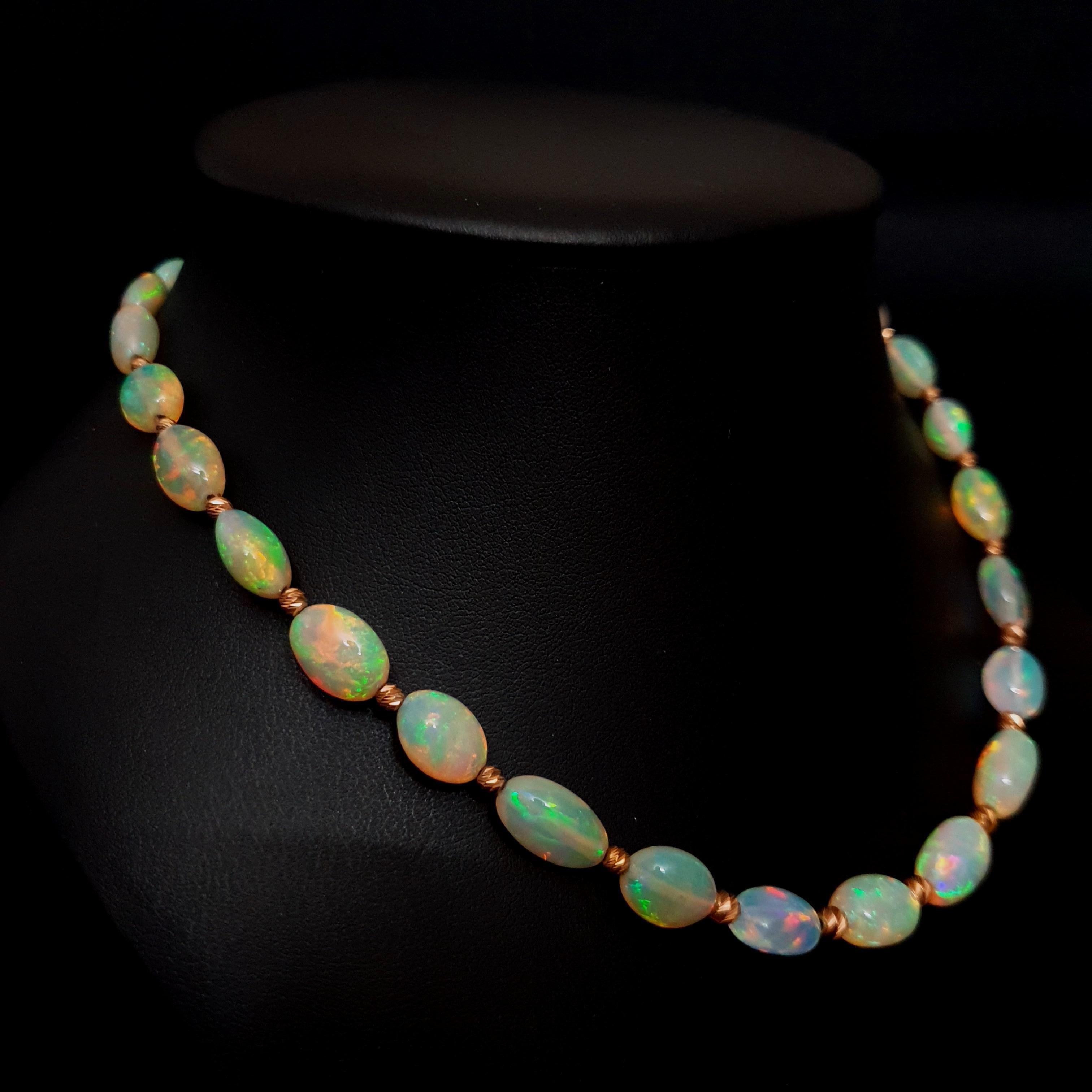 Crispy Sparkling Opal Baroque Necklace with 18 Carat Rose Gold 1