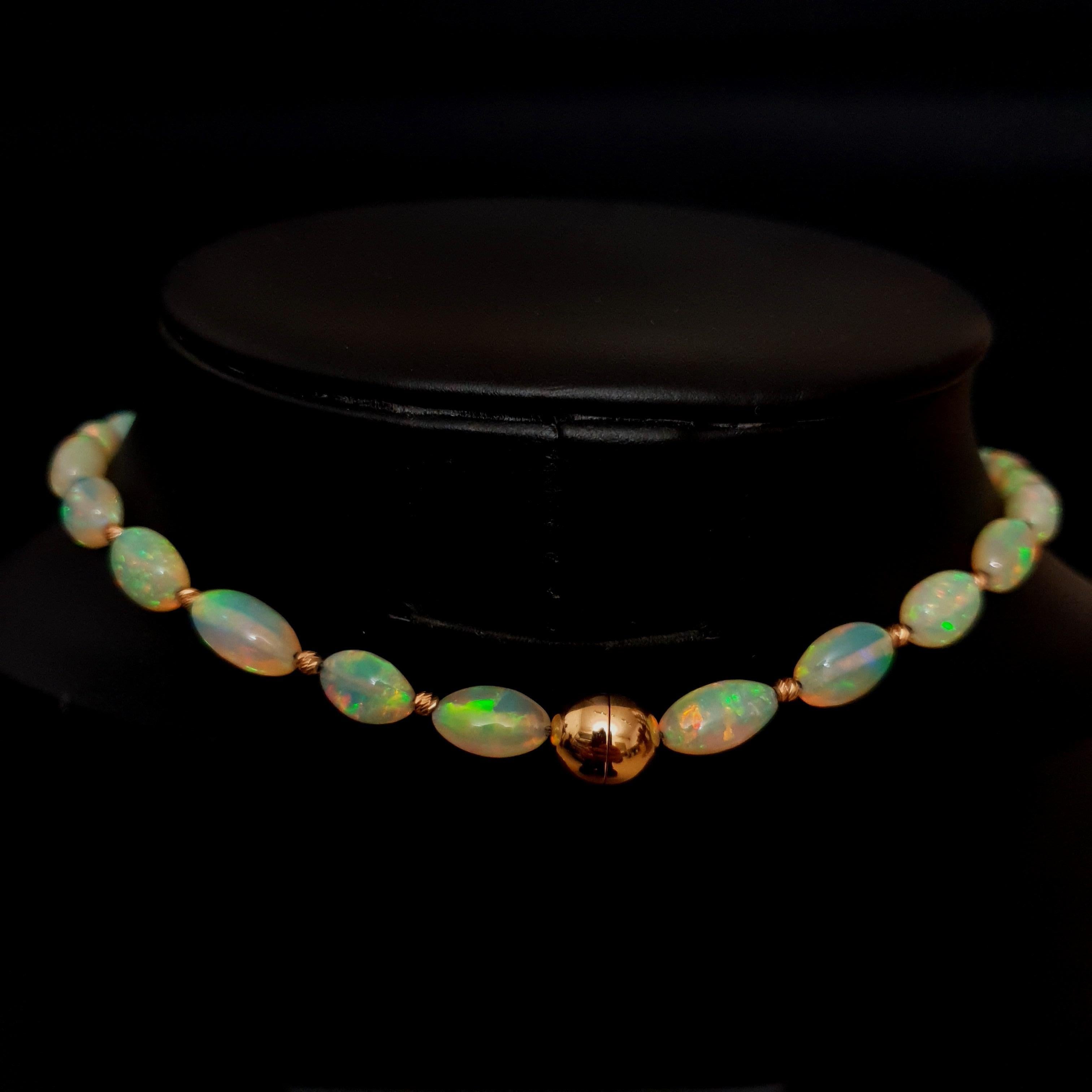 Crispy Sparkling Opal Baroque Necklace with 18 Carat Rose Gold 2