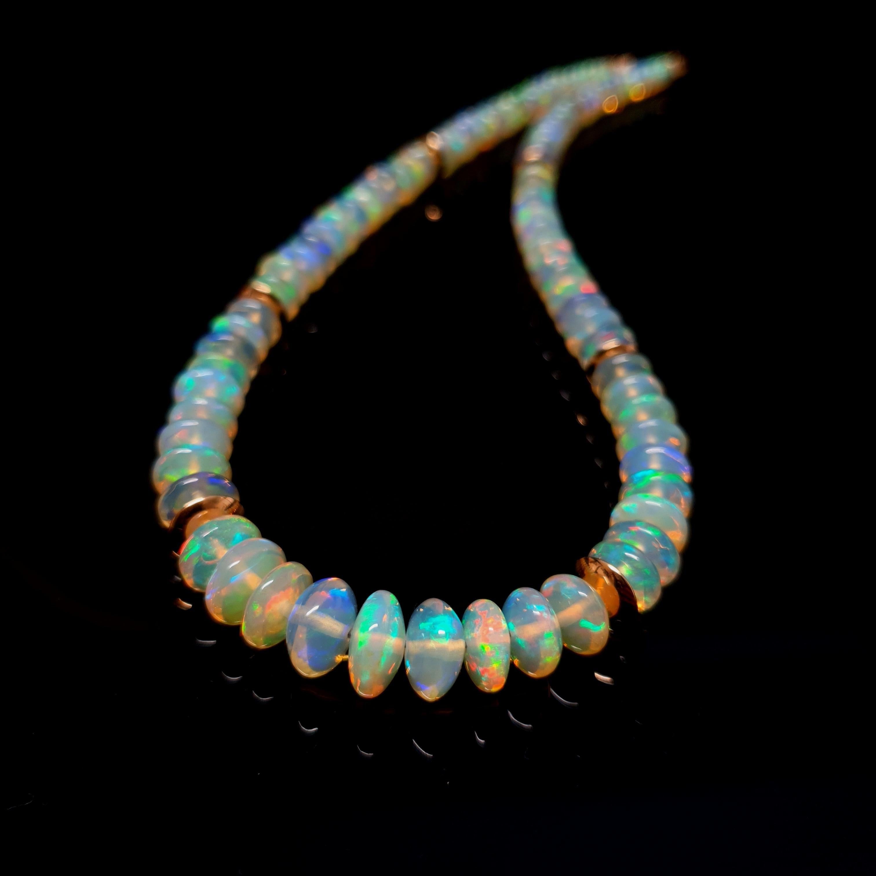 Crispy Sparkling Opal Halskette mit 18 Karat Roségold im Angebot 3
