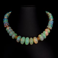 Collana di perline con opale scintillante e perlina in oro rosa 18 carati, misura grande