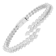 Brazalete de compromiso en oro blanco de 14 quilates con diamantes naturales en cruz de 3,08 quilates
