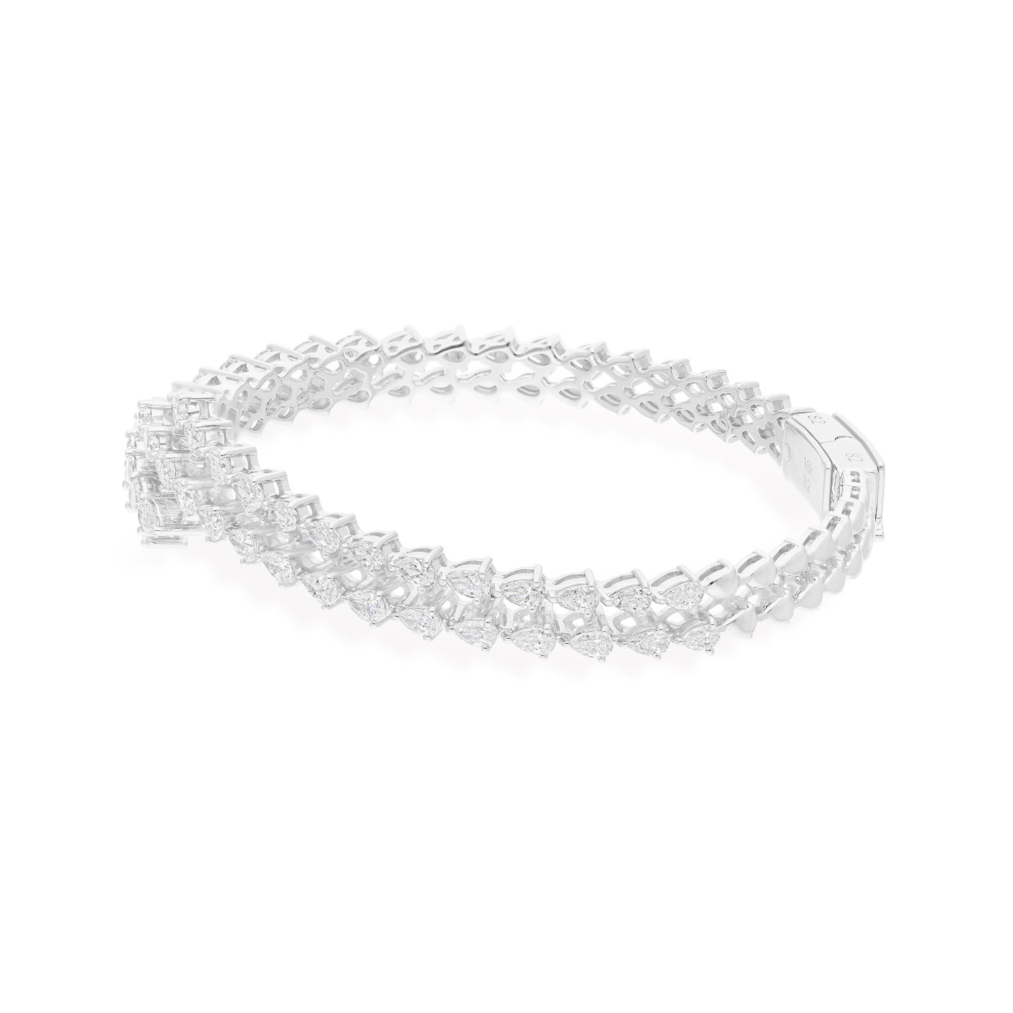 Bracelet manchette de fiançailles en or blanc 18K avec croix croisée 3,08 carats de diamant naturel en vente 2