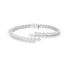 Bracelet manchette de fiançailles en or blanc 18K avec croix croisée 3,08 carats de diamant naturel
