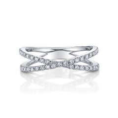 Criss Cross Diamant 14K Weißgold Ring Band