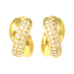 Criss Cross Diamond Clip-on Earrings Set in 18k Yellow Gold