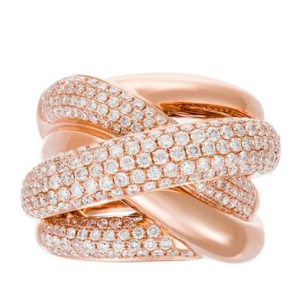 Criss Cross Diamond Gold Ring For Sale at 1stDibs | criss cross gold ring