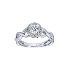 Criss Cross Diamond Halo Engagement Ring