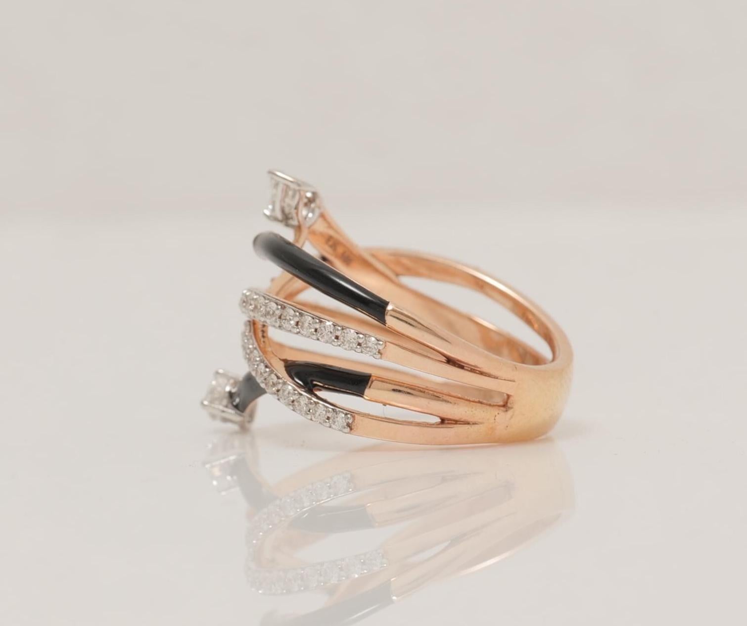 Criss Cross Diamantring aus 14k massivem Gold (zertifiziert) im Zustand „Neu“ im Angebot in New Delhi, DL