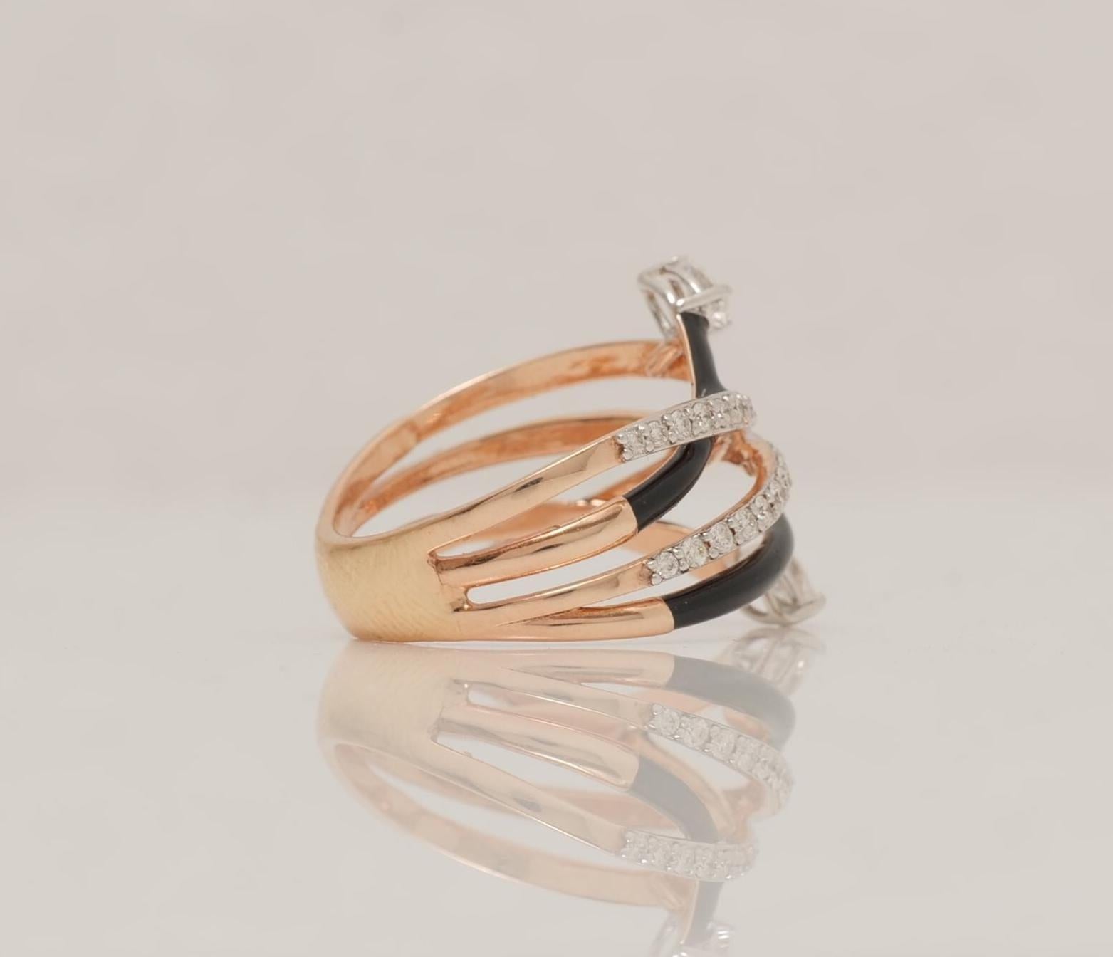 Criss Cross Diamantring aus 14k massivem Gold (zertifiziert) Damen im Angebot
