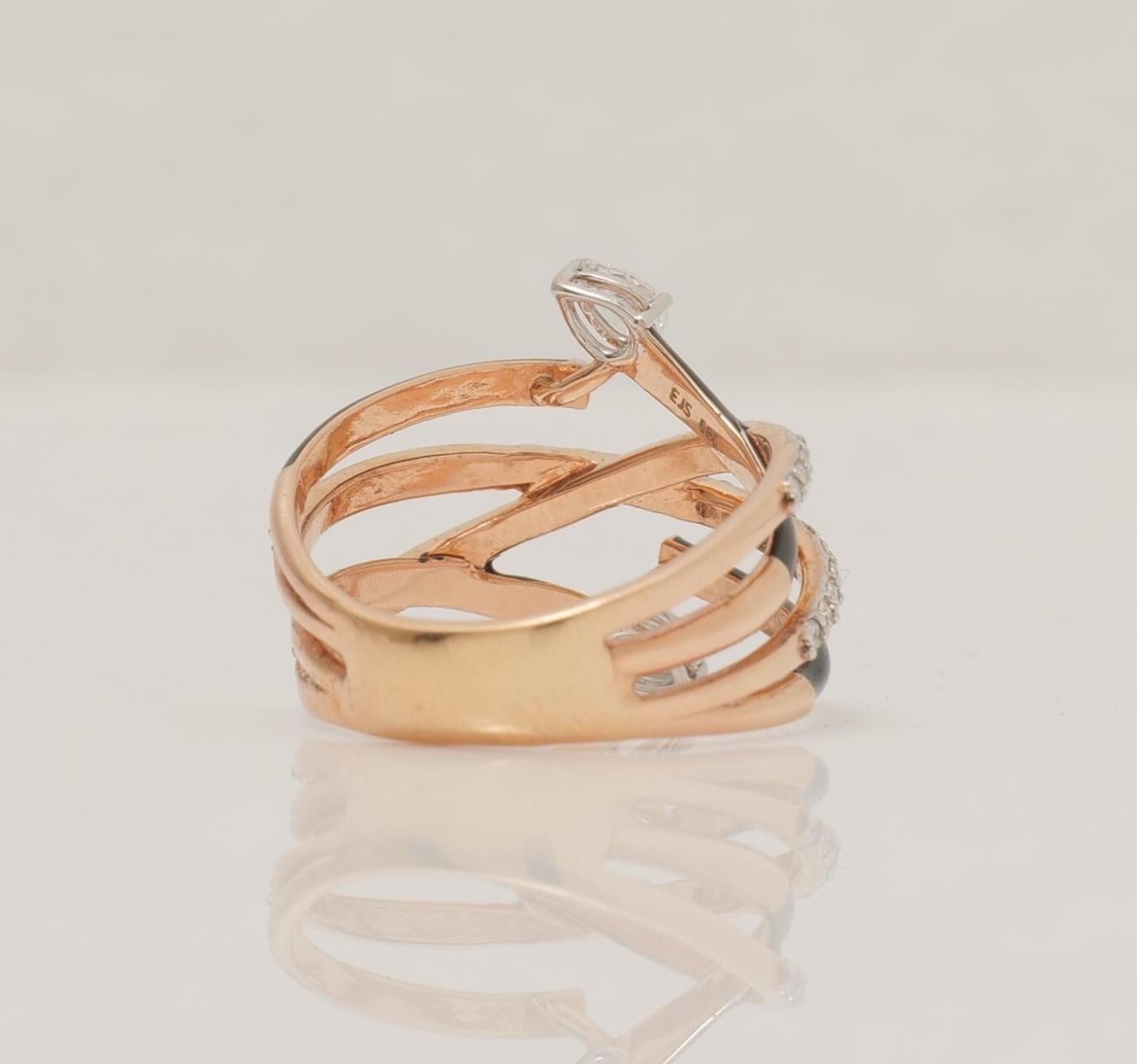 Criss Cross Diamantring aus 14k massivem Gold (zertifiziert) im Angebot 2