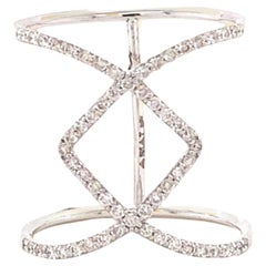 Criss Cross Diamond Ring in 14K Solid Gold (Certified)