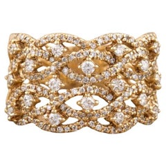 Criss Cross Diamond Ring in 14K Solid Gold (Certified)