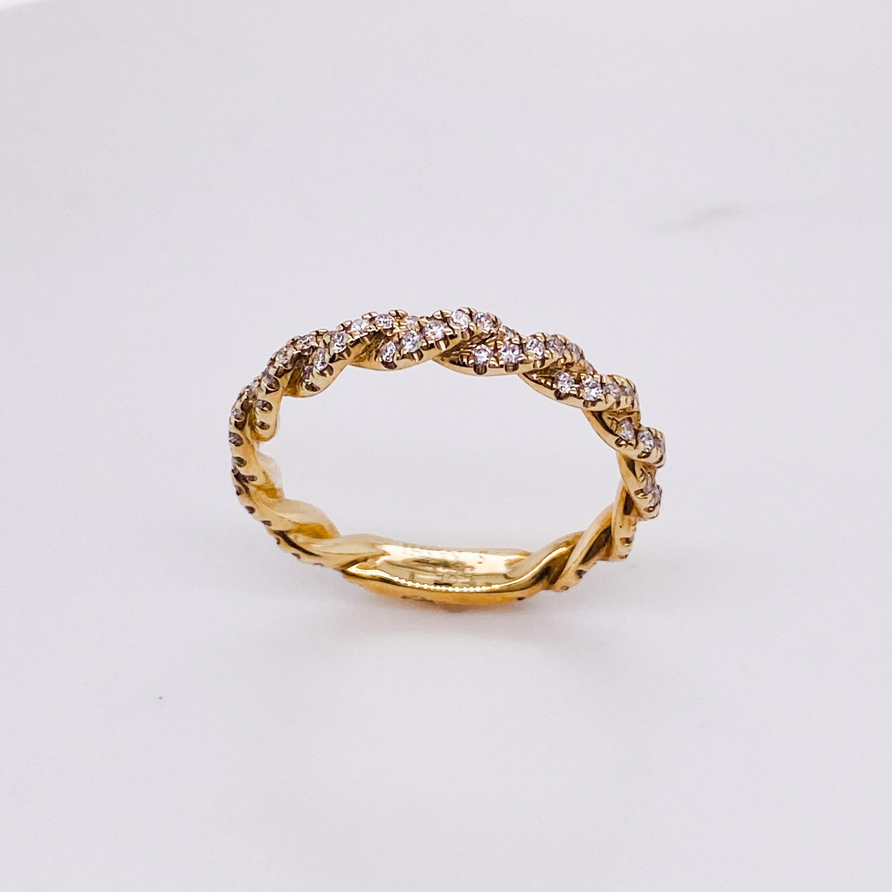 For Sale:  Criss-Cross Diamond Stackable Band, 0.41 Carat, 14k Yellow or White or Rose Gold 2