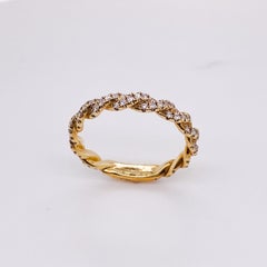 Criss-Cross Diamond Stackable Band, 0.41 Carat, 14k Yellow or White or Rose Gold