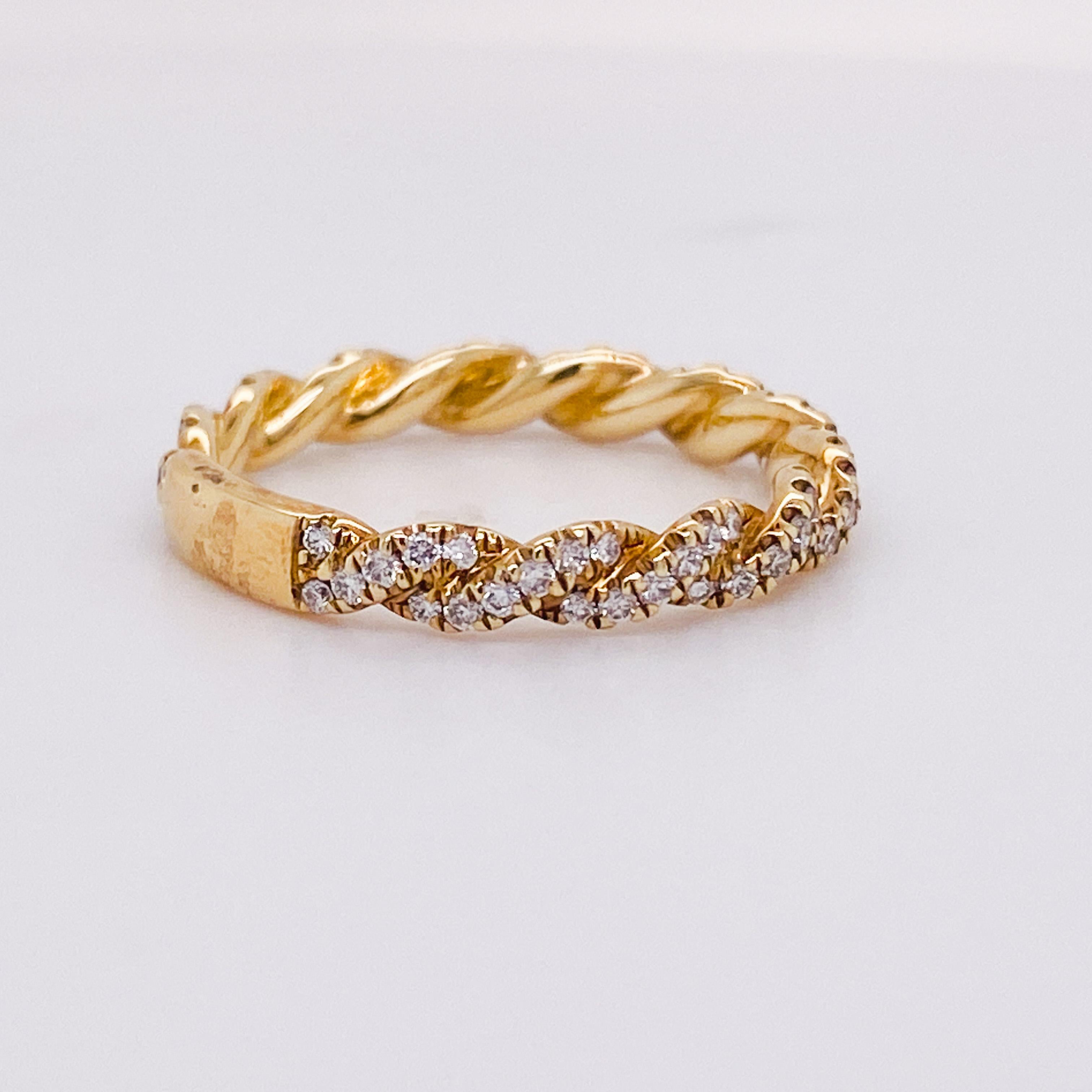 For Sale:  Criss-Cross Diamond Stackable Band, 0.41 Carat, 14k Yellow or White or Rose Gold 3