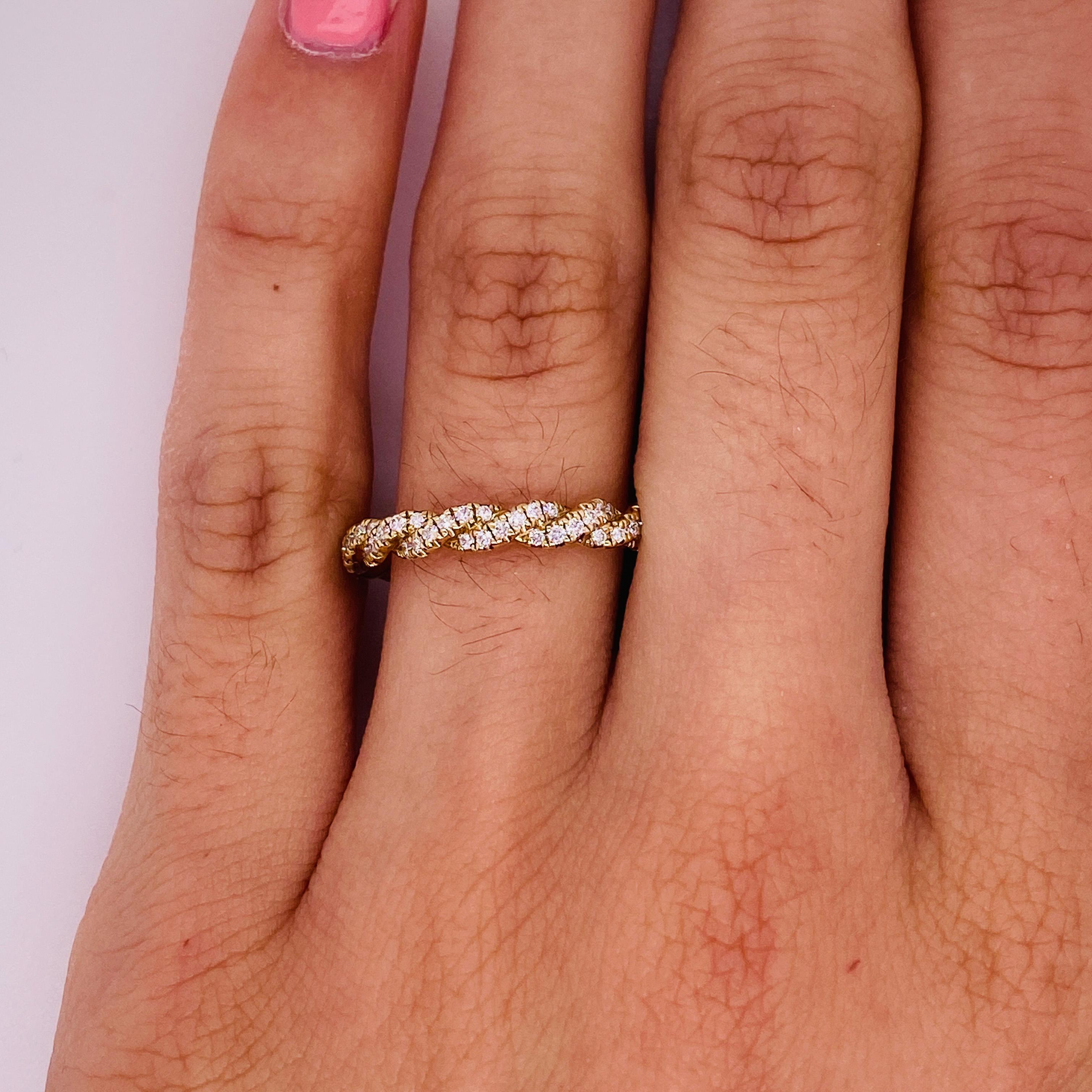 For Sale:  Criss-Cross Diamond Stackable Band, 0.41 Carat, 14k Yellow or White or Rose Gold 4