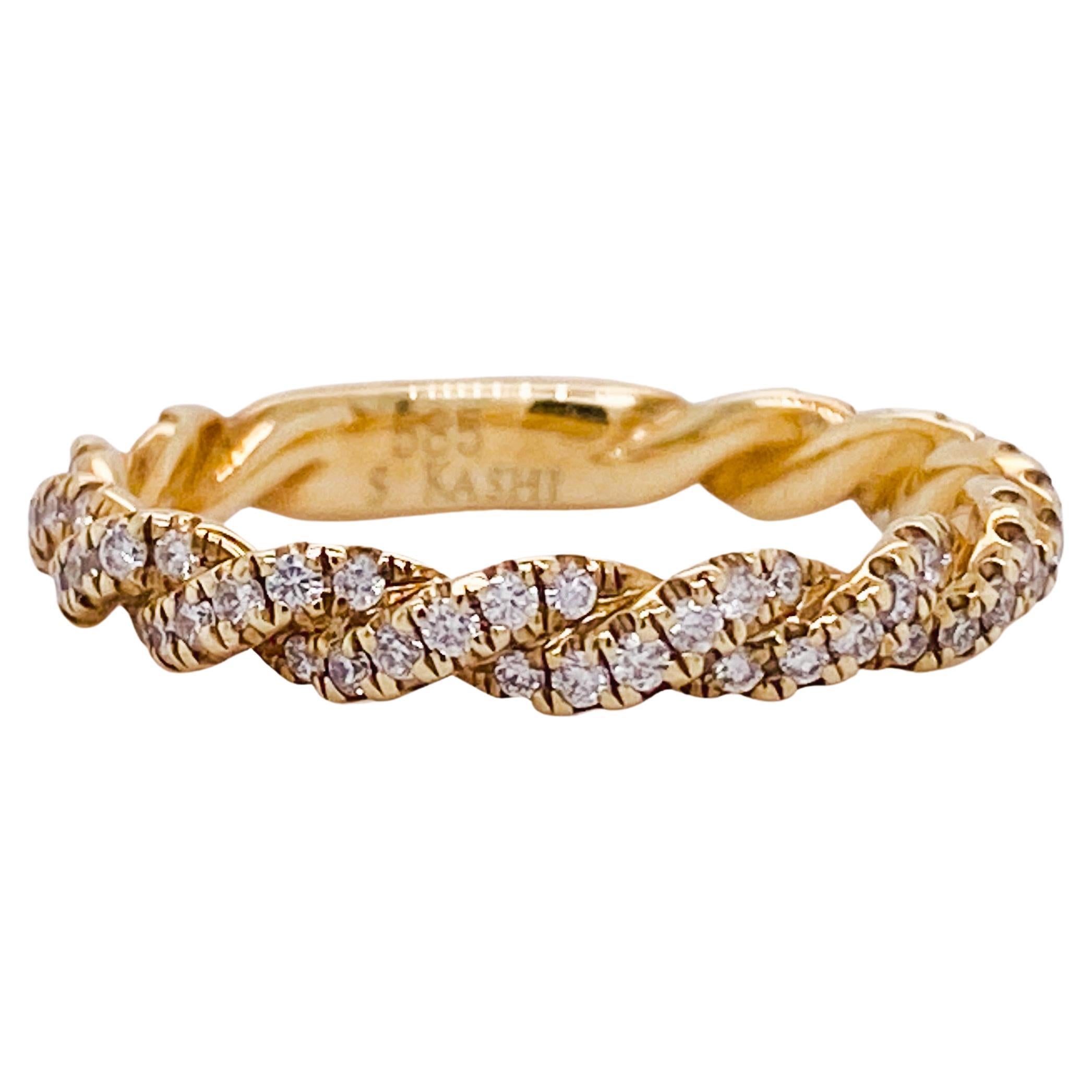 For Sale:  Criss-Cross Diamond Stackable Band, 0.41 Carat, 14k Yellow or White or Rose Gold