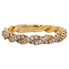 Criss-Cross Diamond Stackable Band, 0.41 Carat, 14k Yellow or White or Rose Gold