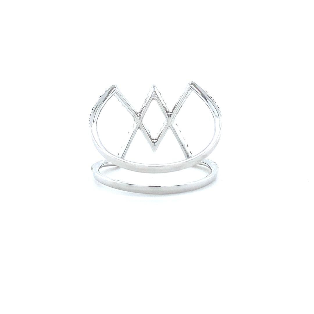 Anillo de diamantes naturales en cruz de oro macizo de 14k (certificado) en venta 2